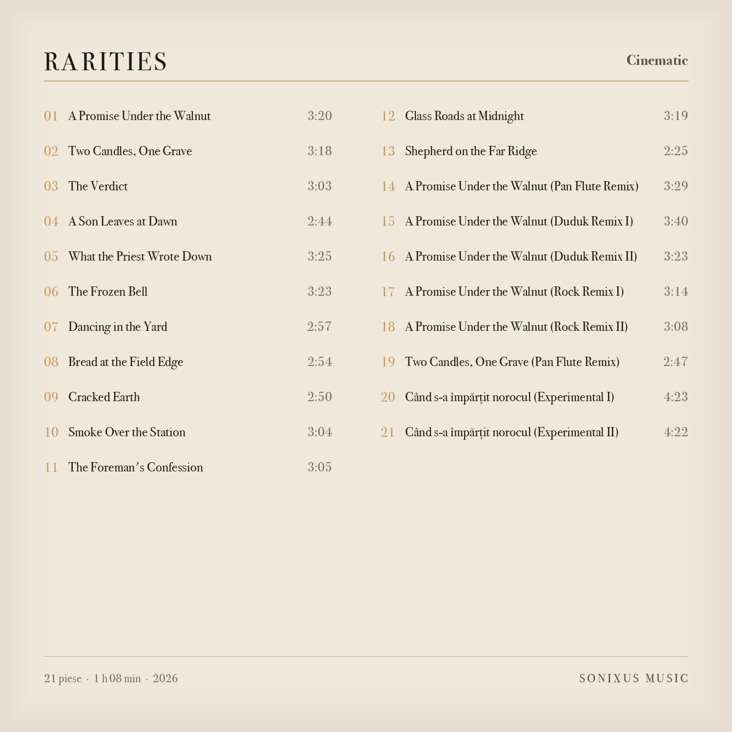 Rarities — tracklist